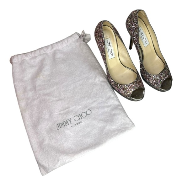 Jimmy Choo, Women’s Platform Pump ‘Crown’ Glitter, Multi Color, Size 37 IT, 7 US - Picture 2 of 16